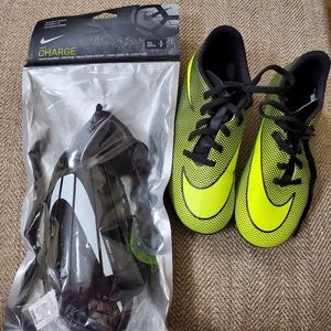 Nike Soccer Cleats (neon) with shin guards